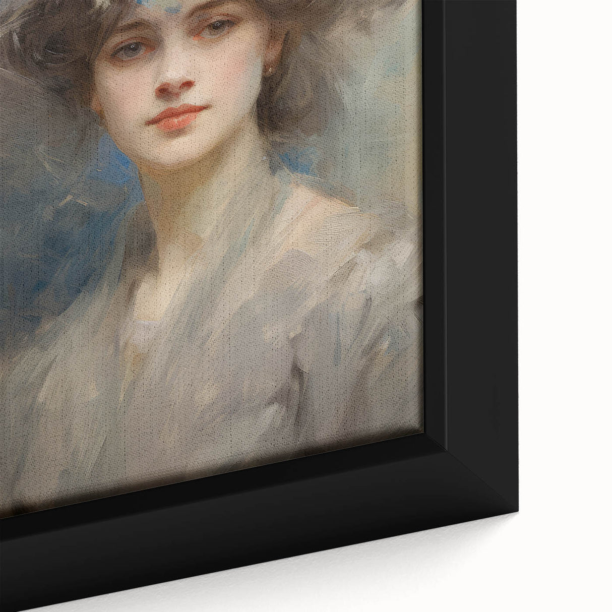 Vintage Portrait Art – Lady with Floral Hat Canvas Print