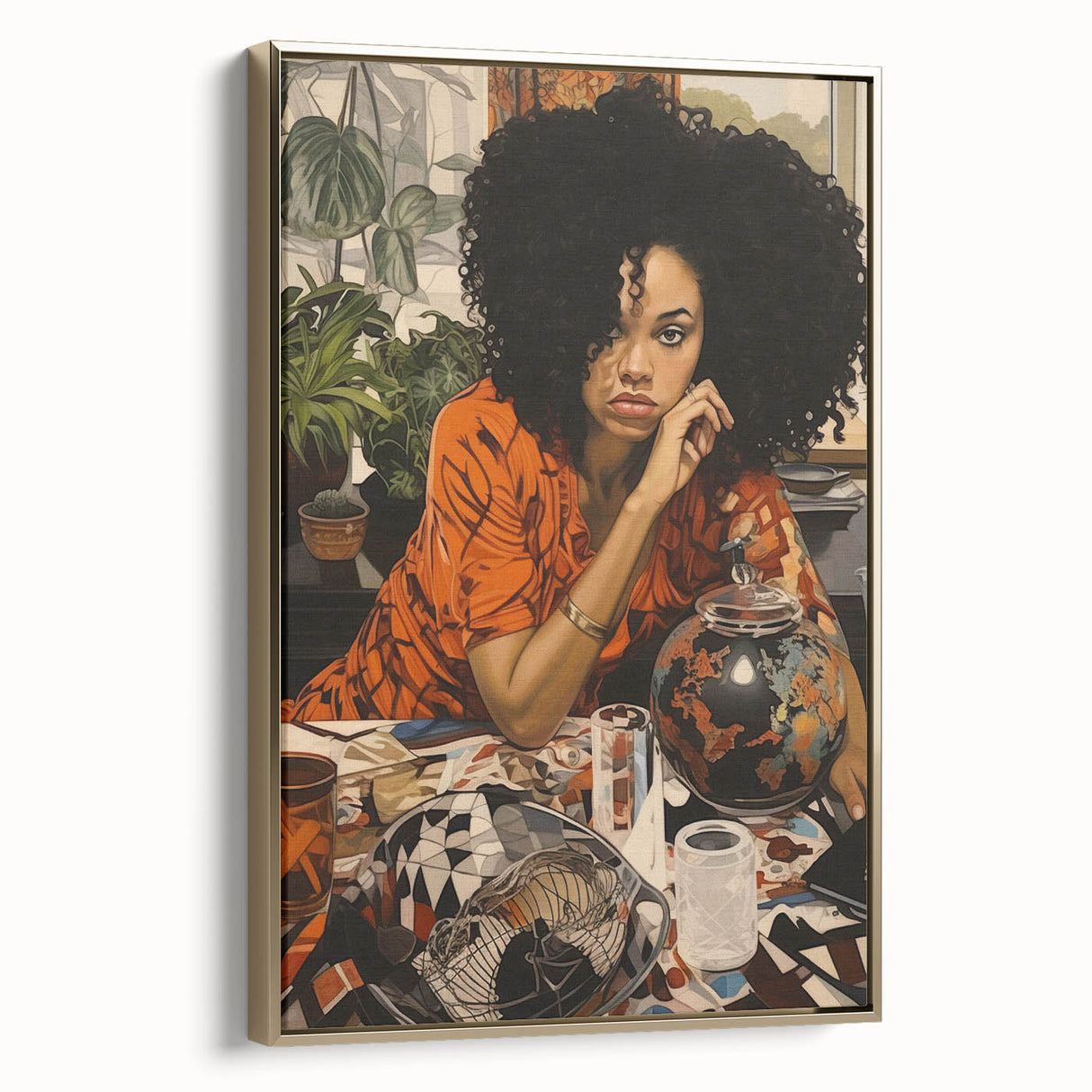 Retro Portrait Canvas - Bold Vintage Woman Wall Art Print