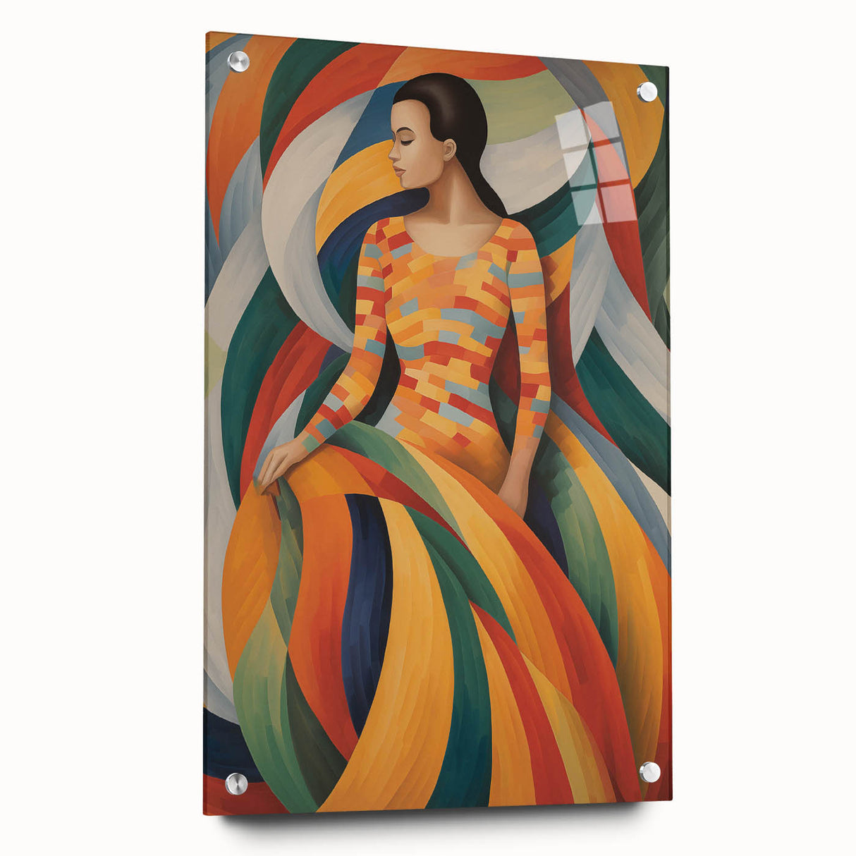 Retro Portrait Canvas - Vibrant Abstract Vintage Woman Wall Art