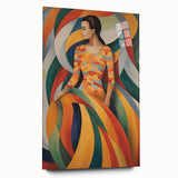 Retro Portrait Canvas - Vibrant Abstract Vintage Woman Wall Art