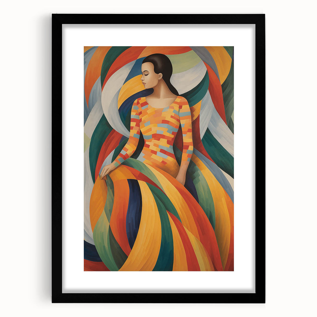 Retro Portrait Canvas - Vibrant Abstract Vintage Woman Wall Art