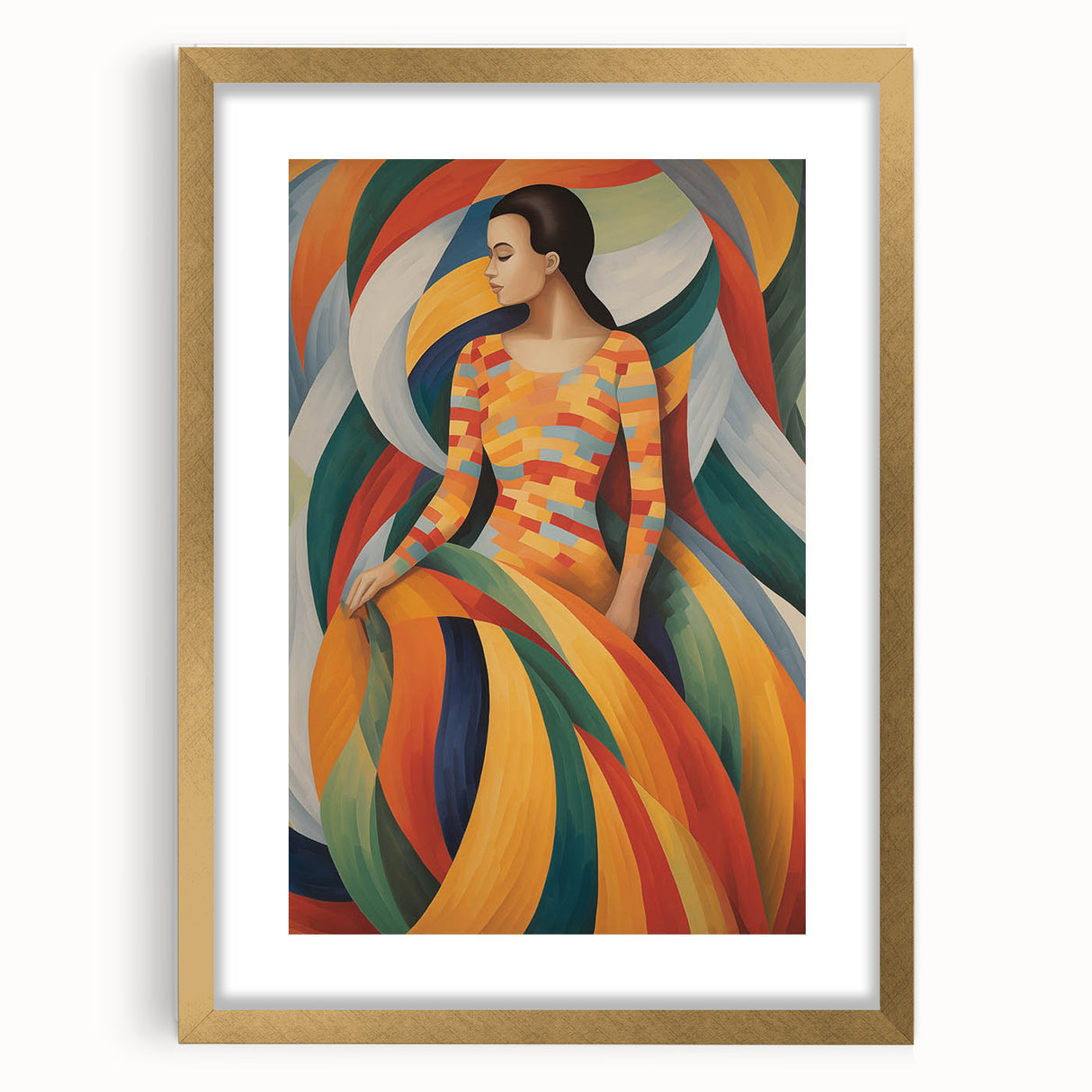 Retro Portrait Canvas - Vibrant Abstract Vintage Woman Wall Art