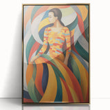 Retro Portrait Canvas - Vibrant Abstract Vintage Woman Wall Art