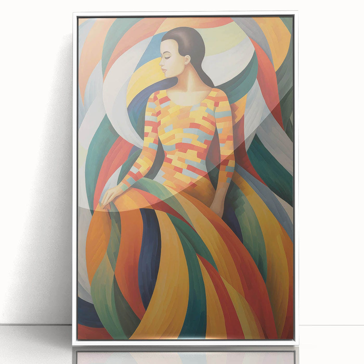 Retro Portrait Canvas - Vibrant Abstract Vintage Woman Wall Art