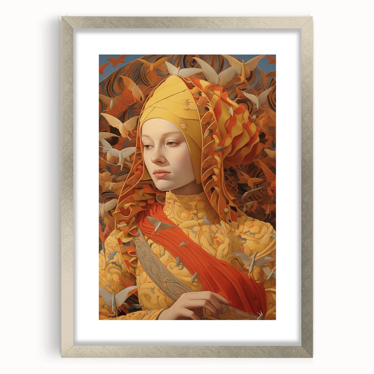 Antique Portrait Prints - Regal Golden Vintage Wall Art