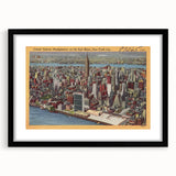 New York City Skyline Poster – Vintage Aerial Travel Art