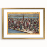 New York City Skyline Poster – Vintage Aerial Travel Art