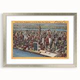 New York City Skyline Poster – Vintage Aerial Travel Art