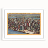 New York City Skyline Poster – Vintage Aerial Travel Art