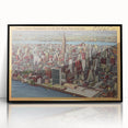New York City Skyline Poster – Vintage Aerial Travel Art