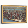 New York City Skyline Poster – Vintage Aerial Travel Art