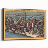 New York City Skyline Poster – Vintage Aerial Travel Art