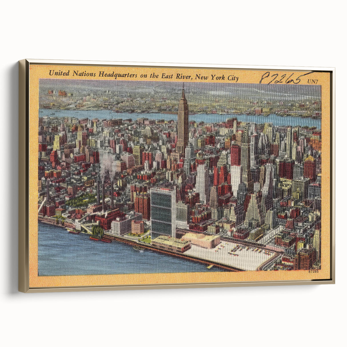 New York City Skyline Poster – Vintage Aerial Travel Art