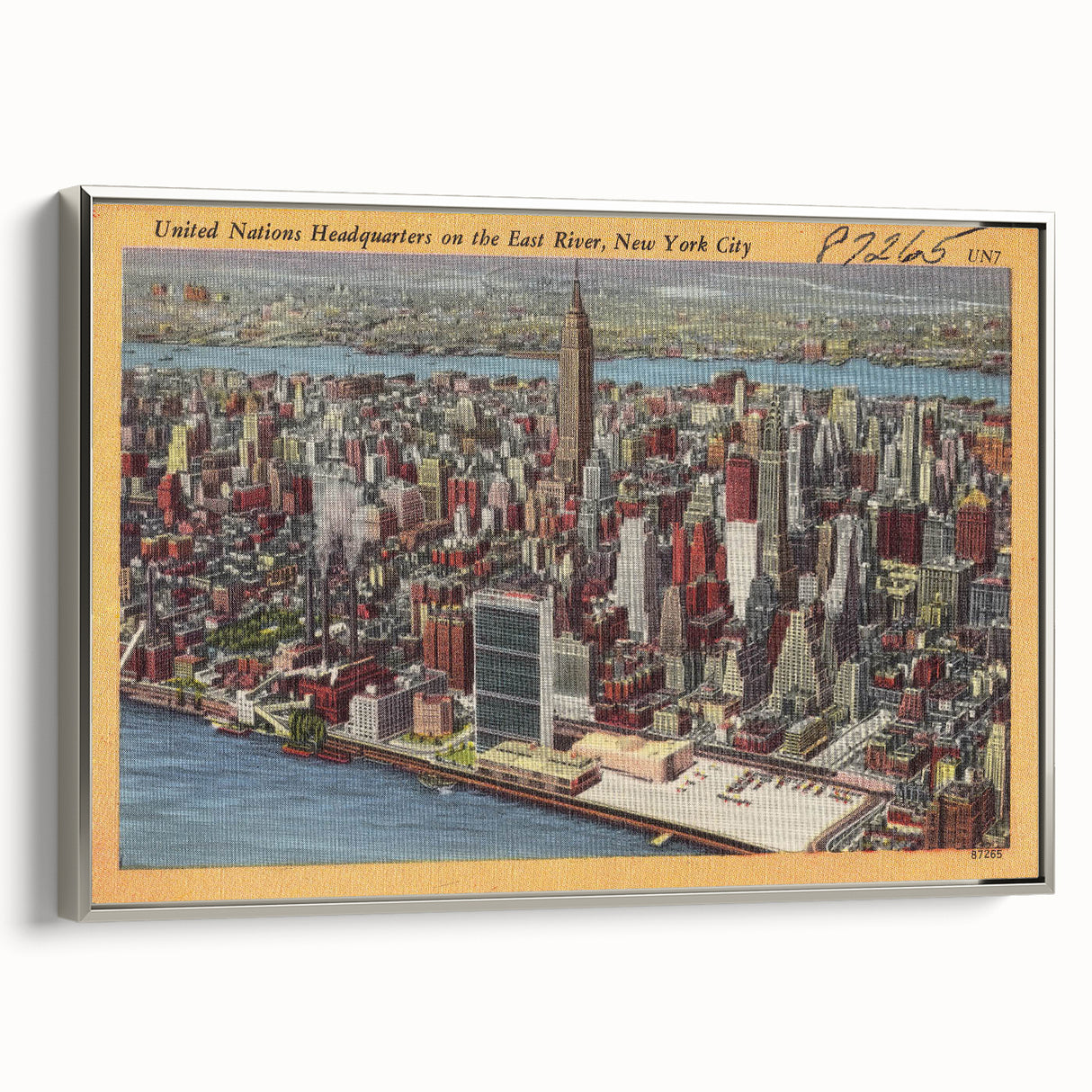 New York City Skyline Poster – Vintage Aerial Travel Art