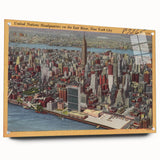 New York City Skyline Poster – Vintage Aerial Travel Art
