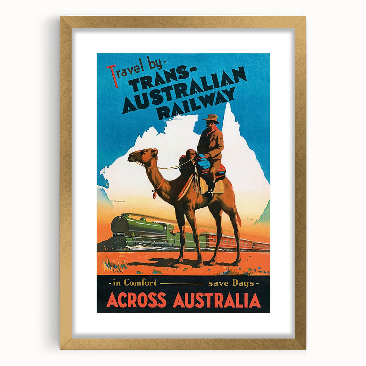 Vintage Trans-Australian Railway Poster – Classic Travel Art Print
