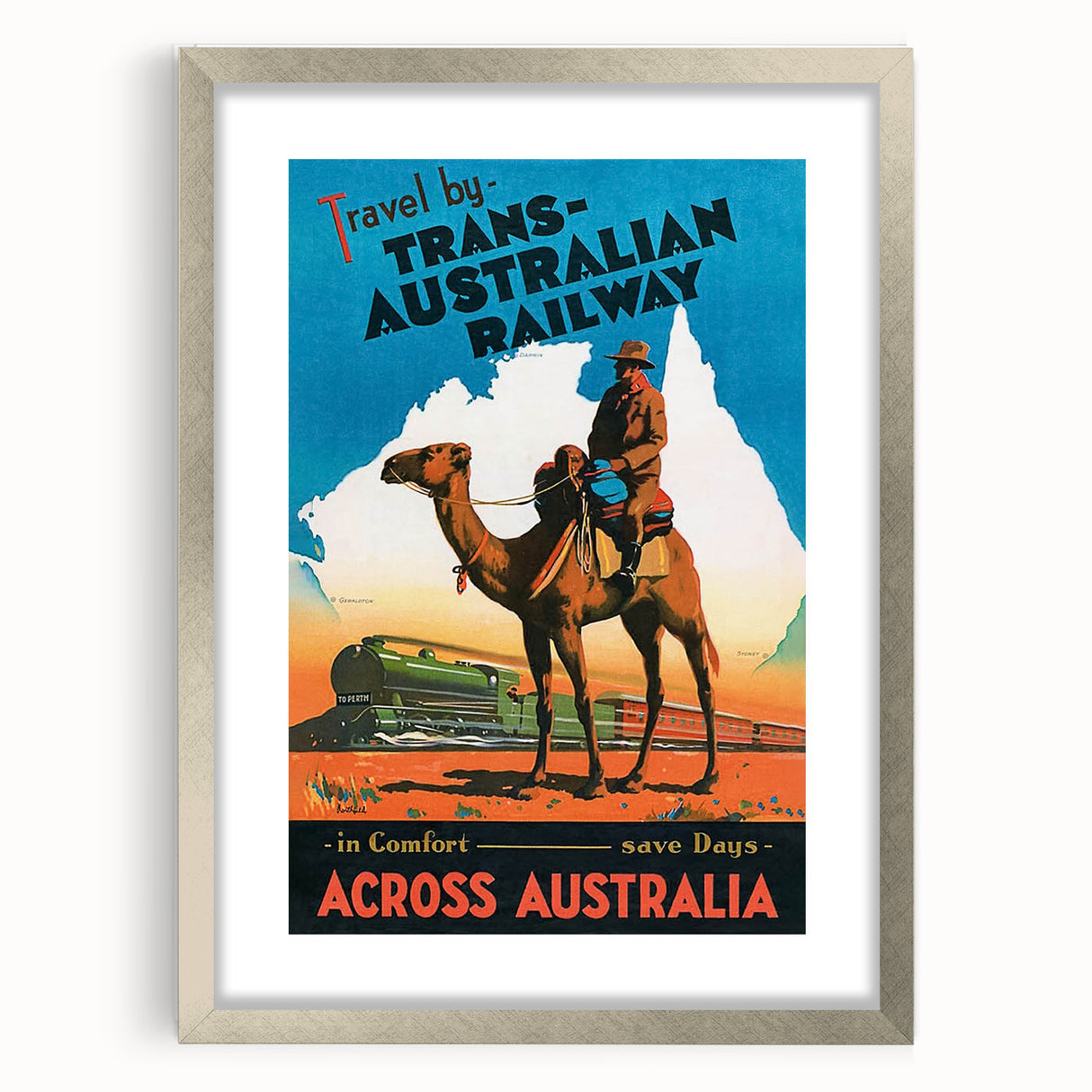 Vintage Trans-Australian Railway Poster – Classic Travel Art Print