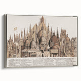 Vintage Architectural Travel Poster – World Landmarks Art Print