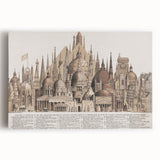 Vintage Architectural Travel Poster – World Landmarks Art Print