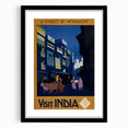 Vintage India Travel Poster – Moonlit Street Scene Art Print