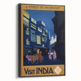 Vintage India Travel Poster – Moonlit Street Scene Art Print