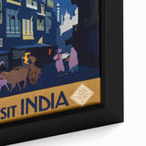 Vintage India Travel Poster – Moonlit Street Scene Art Print