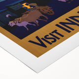 Vintage India Travel Poster – Moonlit Street Scene Art Print