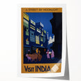 Vintage India Travel Poster – Moonlit Street Scene Art Print