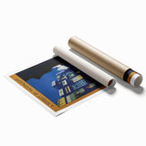 Vintage India Travel Poster – Moonlit Street Scene Art Print