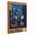 Vintage India Travel Poster – Moonlit Street Scene Art Print