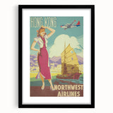 Vintage Hong Kong Travel Poster – Classic Airline Art Print