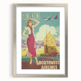 Vintage Hong Kong Travel Poster – Classic Airline Art Print