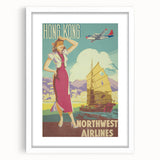 Vintage Hong Kong Travel Poster – Classic Airline Art Print