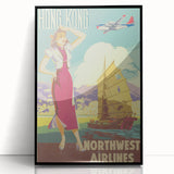Vintage Hong Kong Travel Poster – Classic Airline Art Print