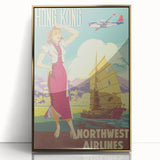 Vintage Hong Kong Travel Poster – Classic Airline Art Print