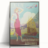 Vintage Hong Kong Travel Poster – Classic Airline Art Print