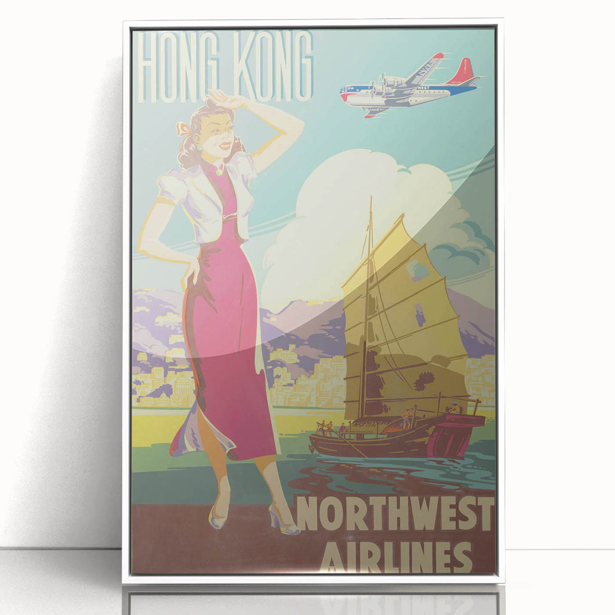 Vintage Hong Kong Travel Poster – Classic Airline Art Print