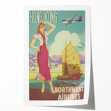 Vintage Hong Kong Travel Poster – Classic Airline Art Print