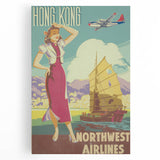 Vintage Hong Kong Travel Poster – Classic Airline Art Print