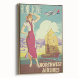 Vintage Hong Kong Travel Poster – Classic Airline Art Print