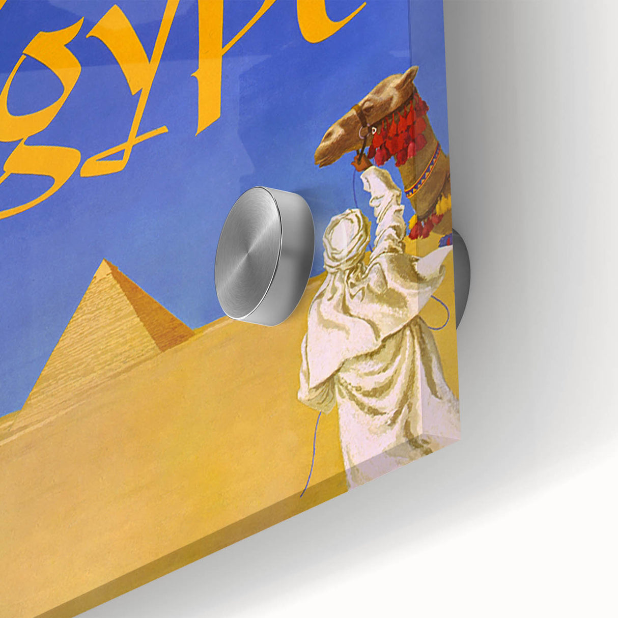 Vintage Egypt Travel Poster – Retro Camel and Pyramids Wall Art