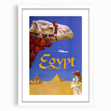 Vintage Egypt Travel Poster – Retro Camel and Pyramids Wall Art