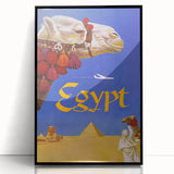 Vintage Egypt Travel Poster – Retro Camel and Pyramids Wall Art