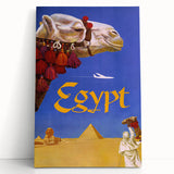 Vintage Egypt Travel Poster – Retro Camel and Pyramids Wall Art