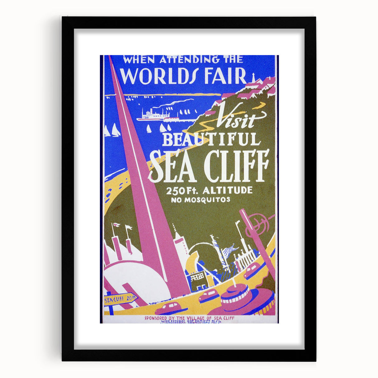 Vintage Sea Cliff Travel Poster – Retro World's Fair Art