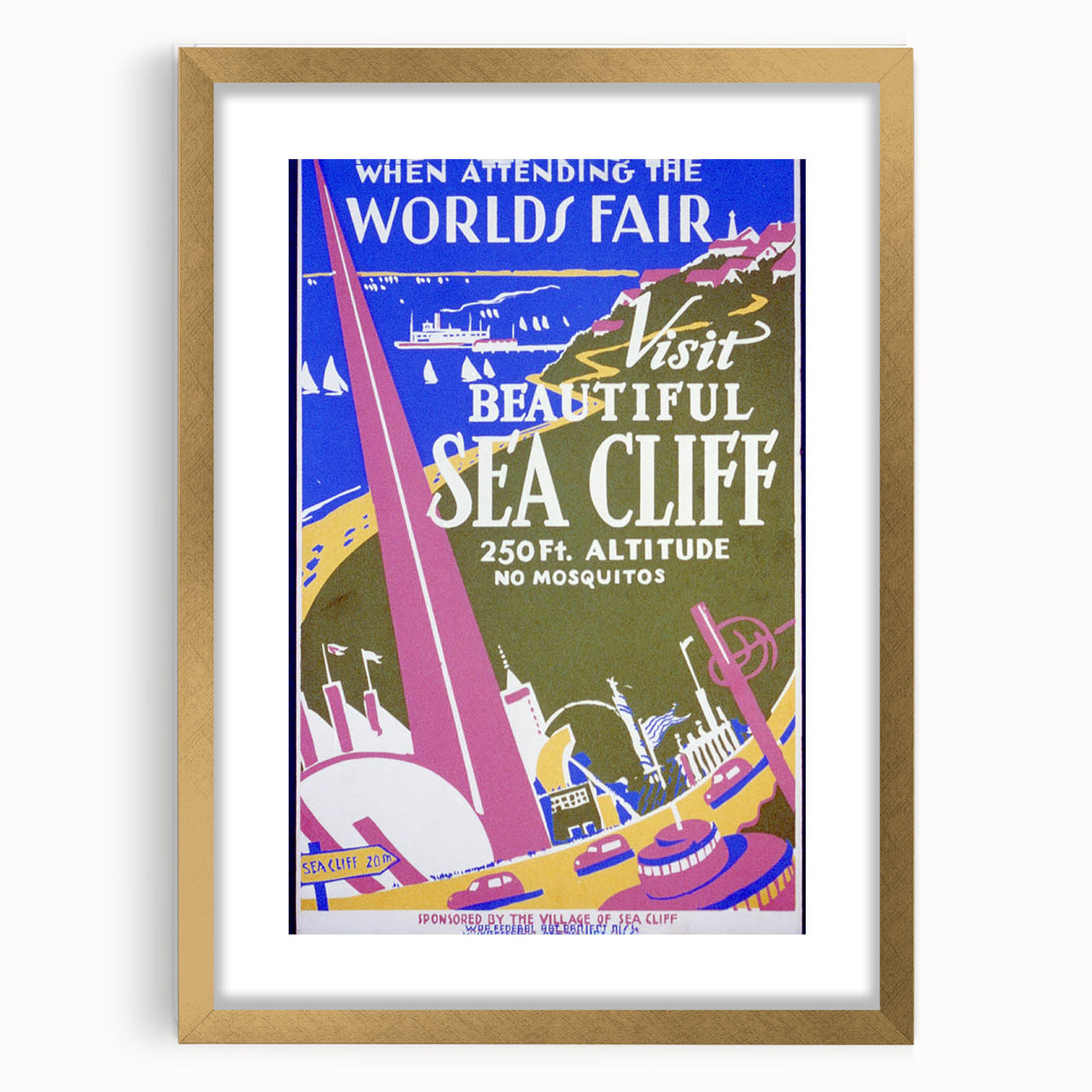 Vintage Sea Cliff Travel Poster – Retro World's Fair Art