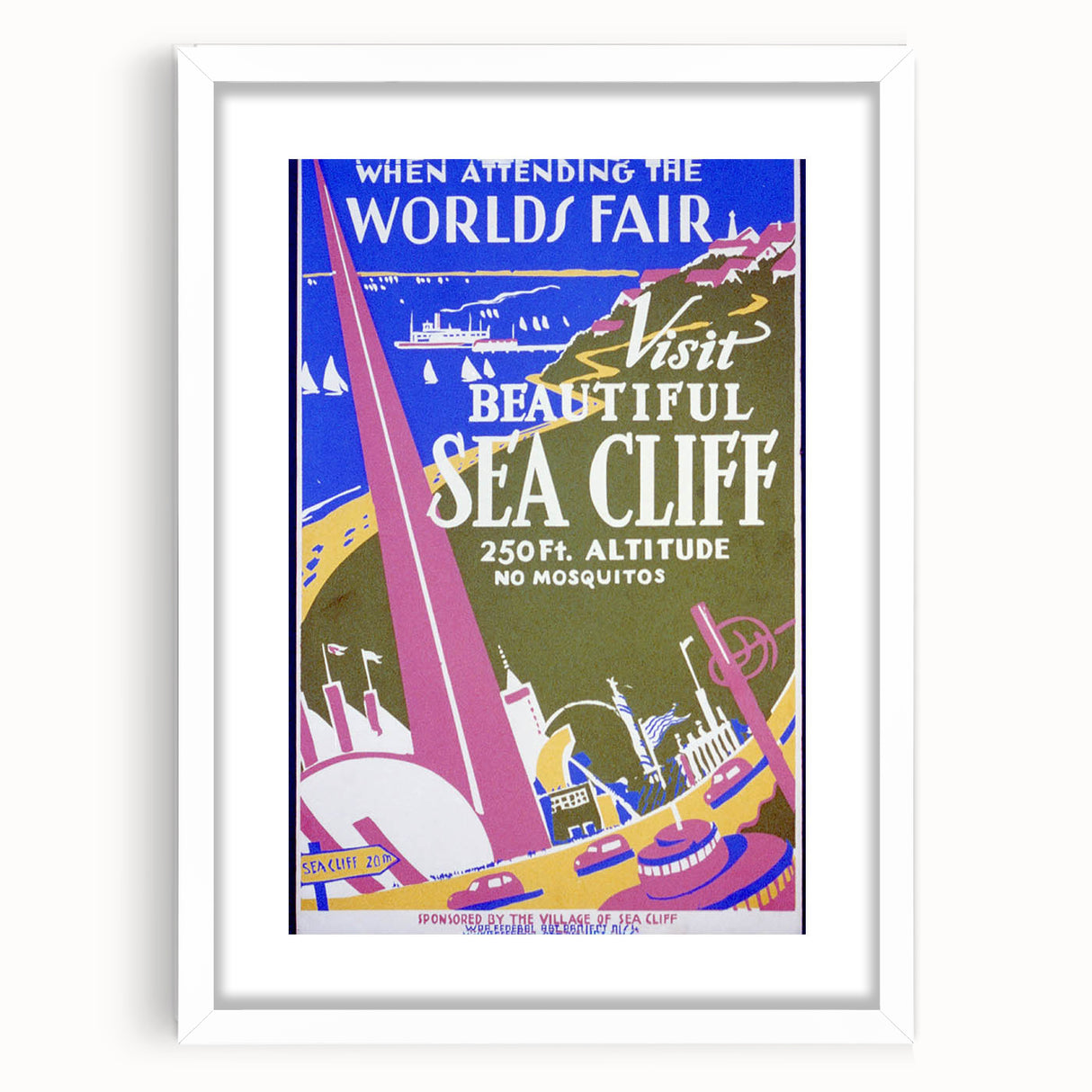 Vintage Sea Cliff Travel Poster – Retro World's Fair Art
