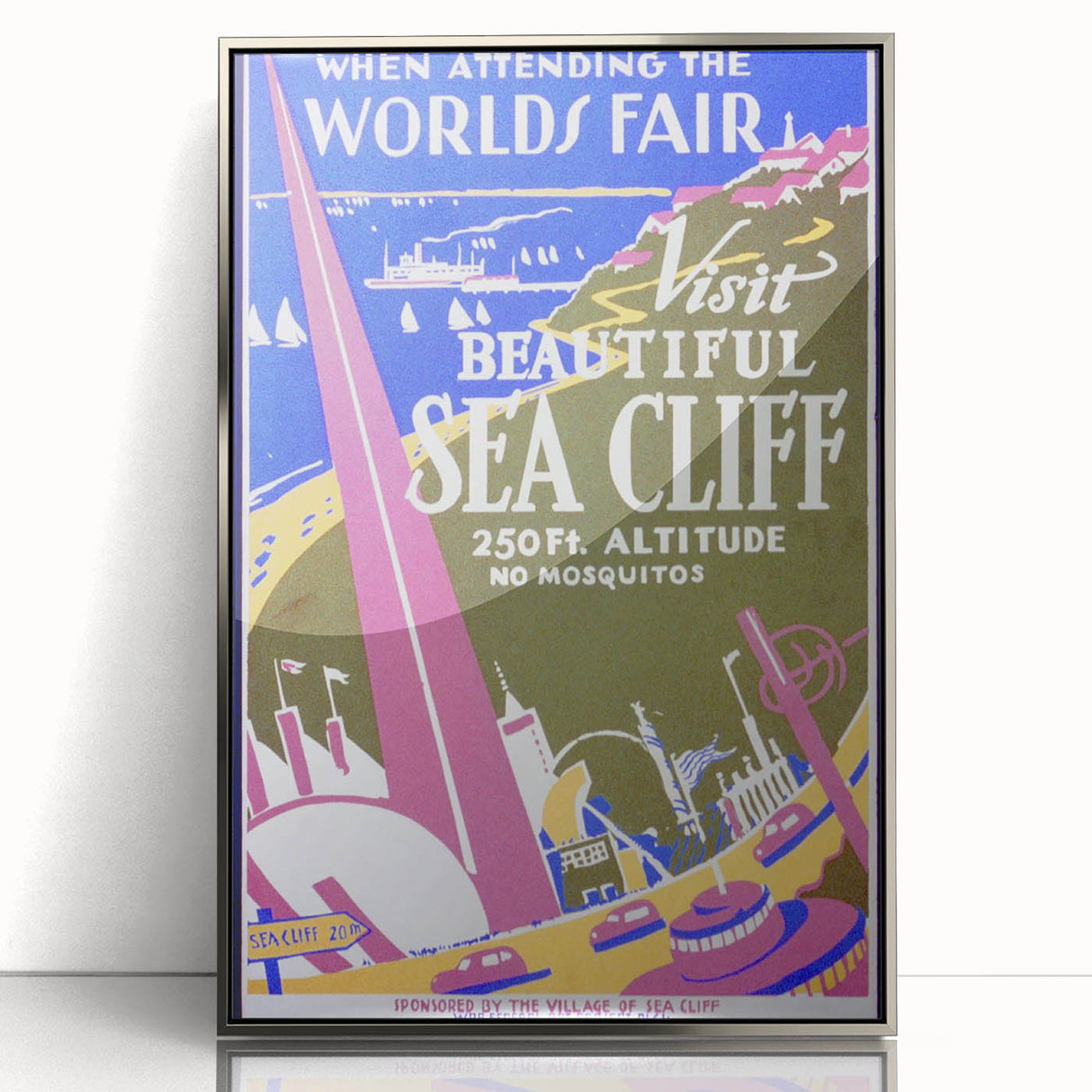 Vintage Sea Cliff Travel Poster – Retro World's Fair Art