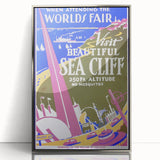 Vintage Sea Cliff Travel Poster – Retro World's Fair Art