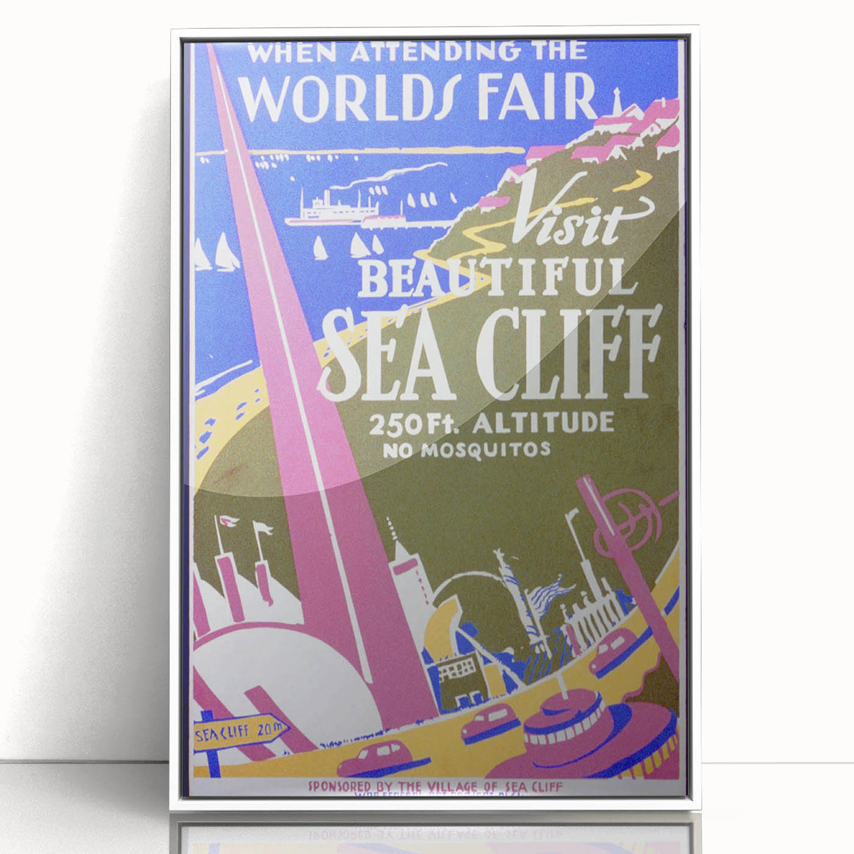 Vintage Sea Cliff Travel Poster – Retro World's Fair Art